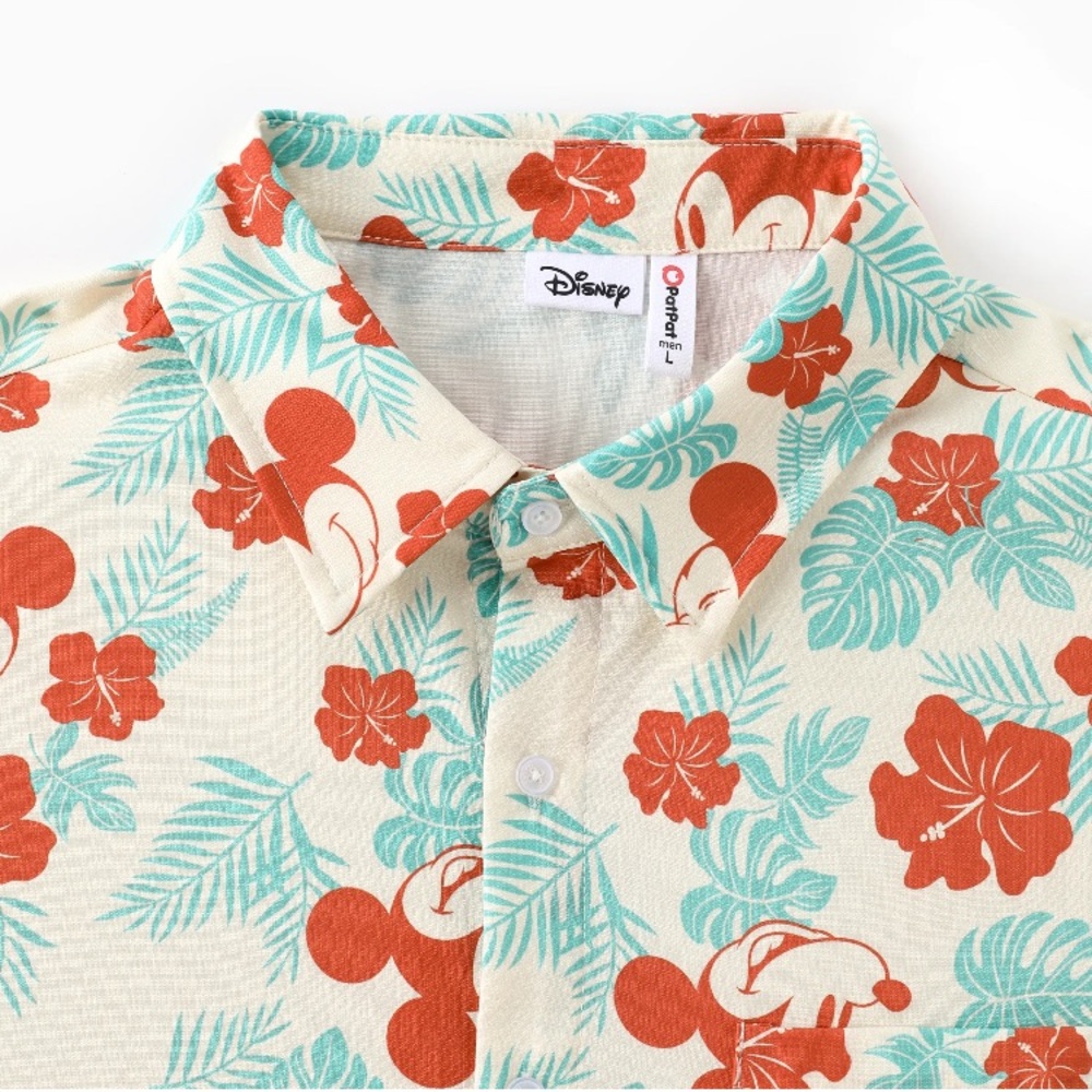 Men Disney Mickey Floral Allover Print Shirt - Picture 6 of 8
